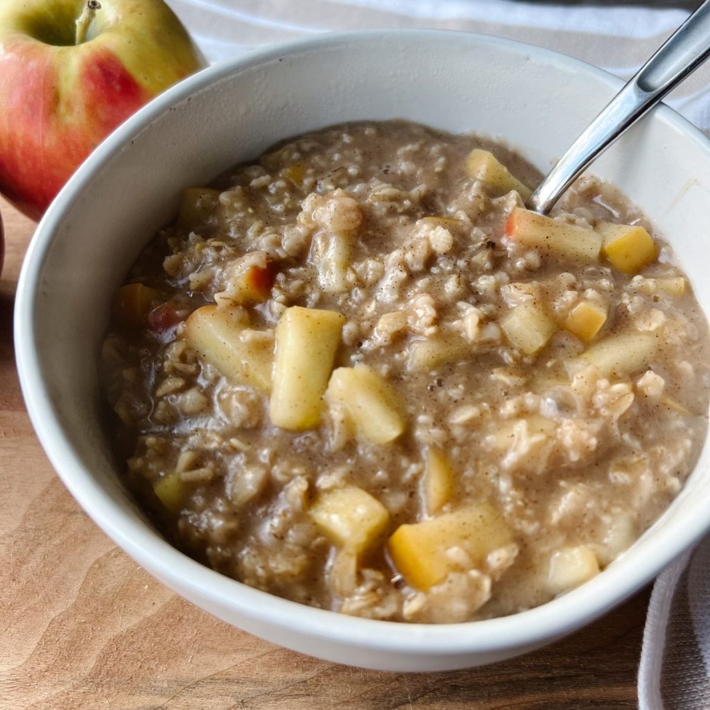 bowl of apple cinnamon oatmeal