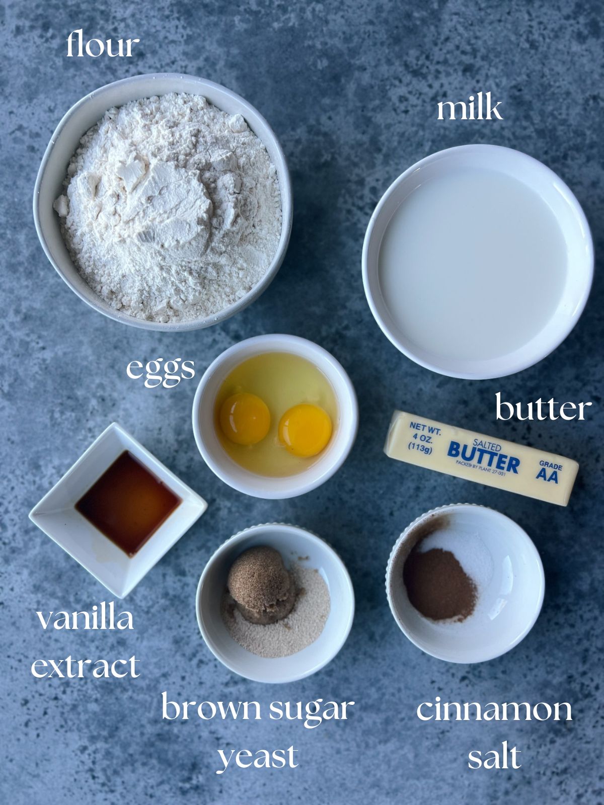 The ingredients for the dough.