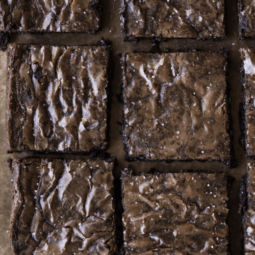 Six brown butter brownie squares.