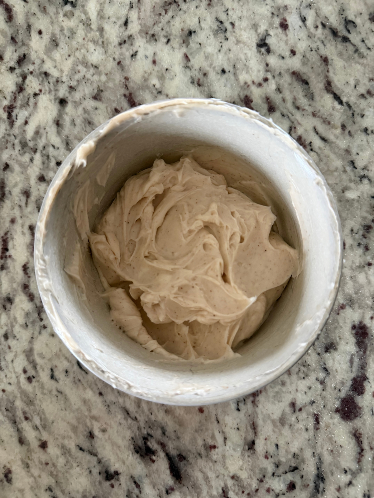 Cinnamon maple whipped butter sits in a bowl.